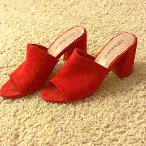 3” Red Suede Mules